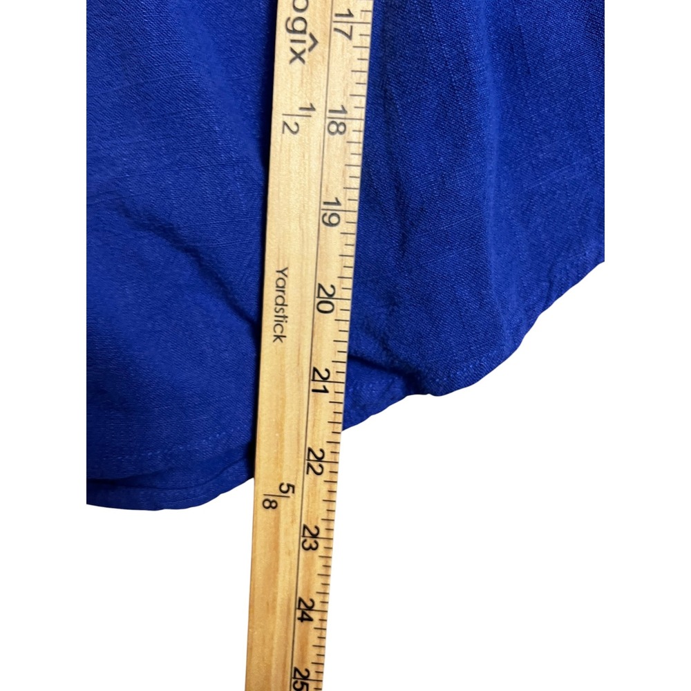 Umgee Royal Blue Linen Blend Ruffle Flutter Sleeve Boho Peasant Top Medium C2284 - Picture 7 of 9